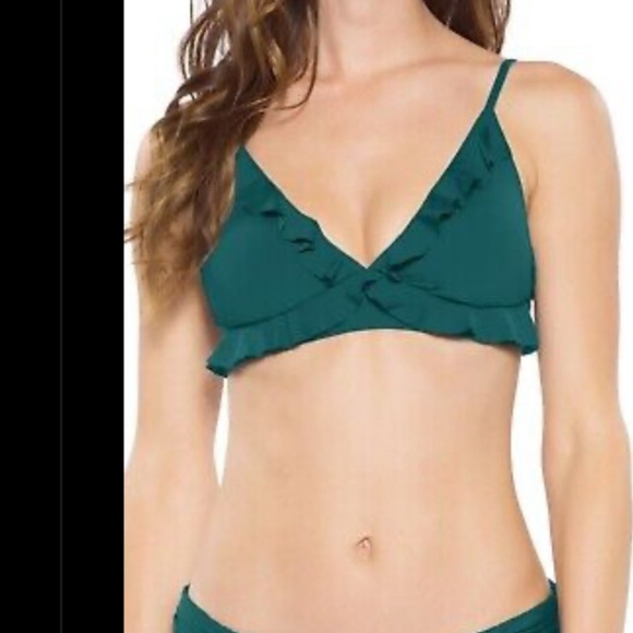 BECCA Socialite Ruffle string bikini top in fern M - Picture 1 of 12